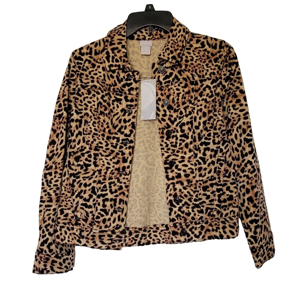 NWT Chico's Leopard Print Blazer Jacket with Pockets Women's Petite 0 0P 1272
